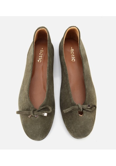 Hotiç Kadın Süet Deri Haki Fiyonk Detaylı Babet 01ayh315440a880 01ayh315440a880 Yeşil