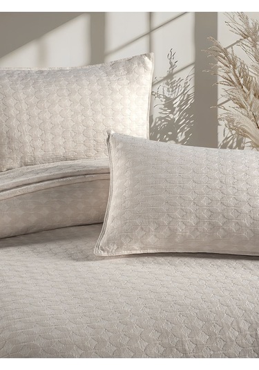 Elvira Yatak Örtüsü Seti Çift Kişilik Krem Kutulu Krem