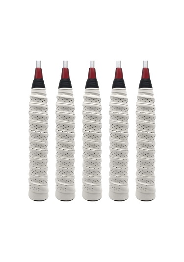 Vkemall Beyaz 5 Adet Raket El Tutanı, Pu+eva Materyal, Ter Emici, Anti Kayma, Spor Ekipmanı El Tutanı