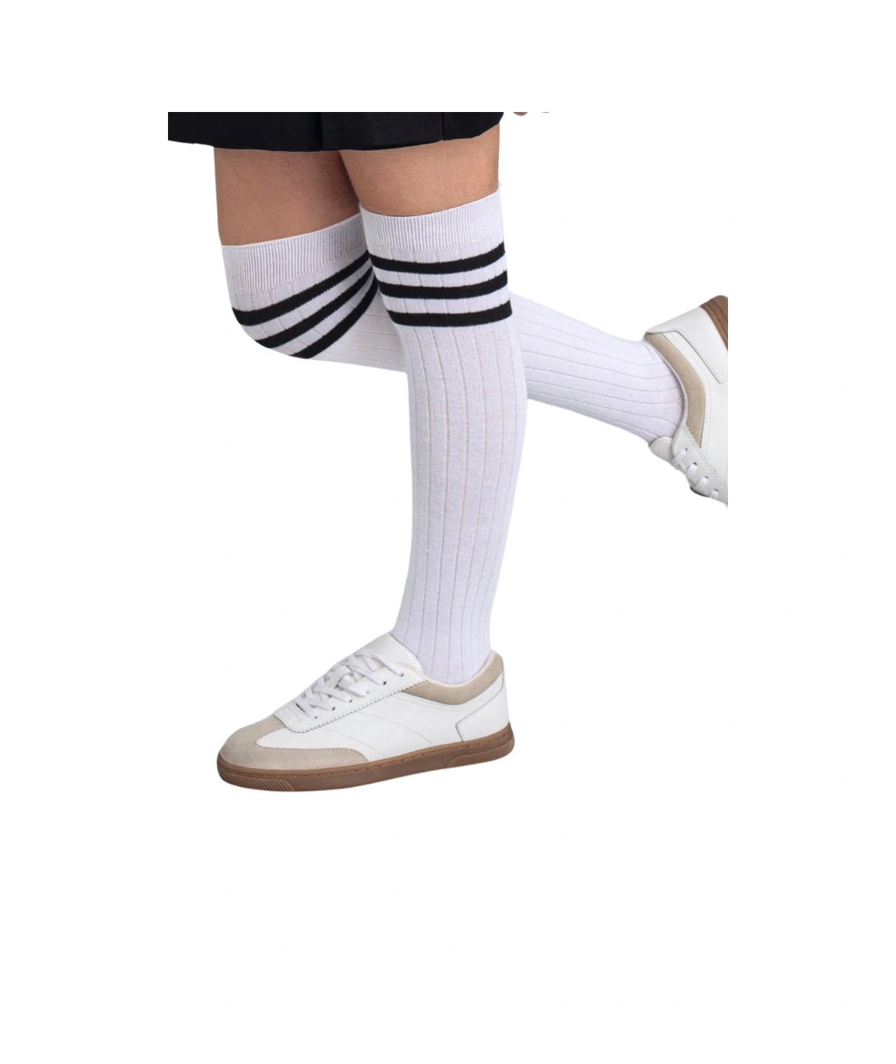 Kız Çocuk Dizaltı Çorap 3 Çift Beyaz-siyah-siyah-2150 Siyah