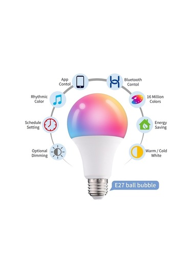 Sones Pcs Tuya Ty-10w Rgb+cct Bluetooth Cep Telefonu Kontrolü Akıllı Led Ampul Topu