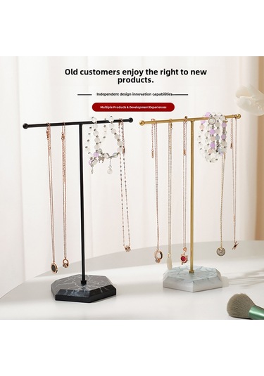 Altın Ve Siyah Taban T Şeklinde Mücevher Standı, Çıkarılabilir Yoğunluklu Tahta Tabanı A