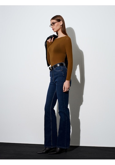 32122 Kayık Yaka Modal Kaşmir Ultra Hafif Bluz-k.kiremit K.kiremit