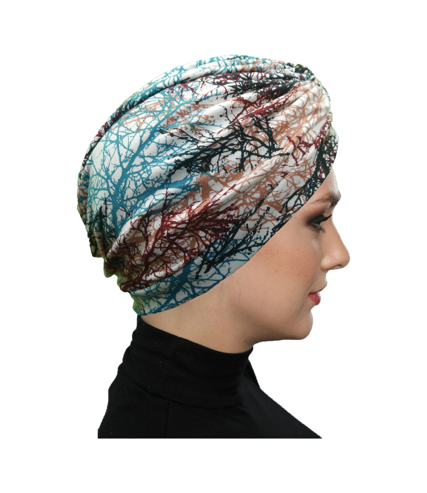 Batikli Model Desenli Çapraz Ve Bant Detaylı Astarlı Hazır Türban Tesettür Havuz Bonesi Karışık Renk
