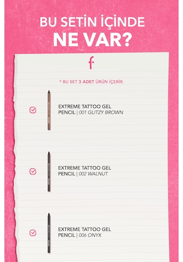 Flormar Extreme Tattoo Jel Göz Kalemi Seti 3'lü