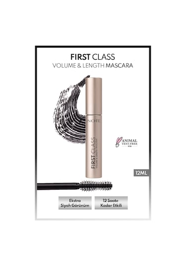 Note Cosmetique First Class Hacim ve Uzatma Etkili Maskara - Siyah