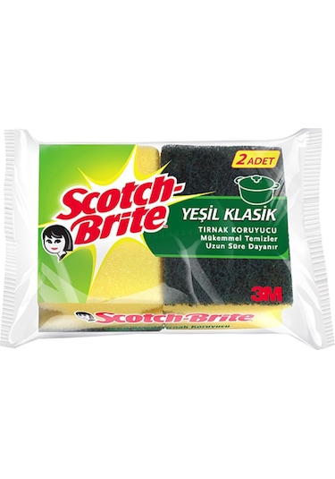 Scotch Brite Yeşil Klasik Tırnak Koruyucu Bulaşık Süngeri 2 Adet