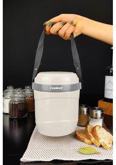 Digithome Ckr3146 Paslanmaz Çelik Hazneli 3'lü Yemek Termosu 1.2 L Beyaz