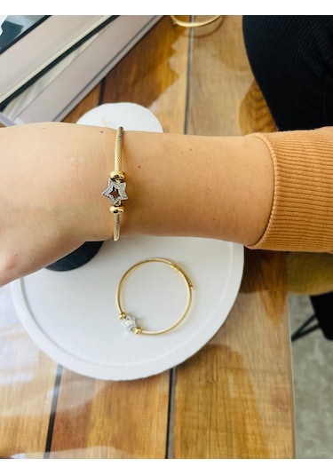 Mor Takı Yıldız Charm Detaylı Bileklik Altın - Gold