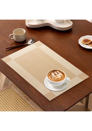 Suntek Mutfak Yemeği Otel Için Placemat Yıkanabilir Altın