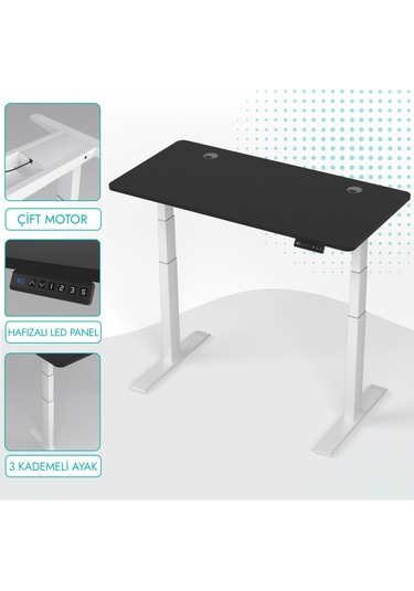 Karr Office O-Flex O2B6 Duo Çift Motorlu Elektrikli Yükseklik Ayarlı Masa - 160X80 - Siyah Siyah