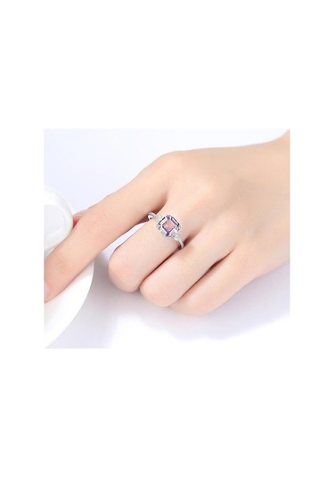 Novahub Kadın Yüzük S925 Gümüş Yüzük Brezilya Morganit Bayan Gümüş Takı Pembe - 9 Pembe