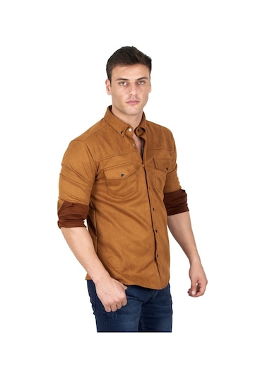 Deepsea Erkek Taba Çift Cep Süet Gömlek 2302329 Taba