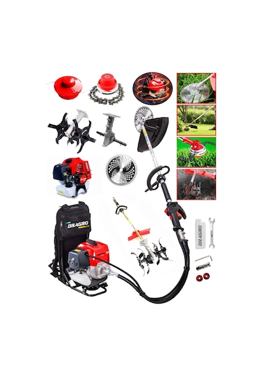 Dragro Alman DRG-SRT20  20 HP Sırt Tipi Benzinli Motorlu Ot Çalı Tırpanı Çim Biçme Makinesi Tırpan Çapalı
