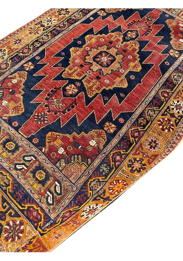 El Dokuma Antika 140 Yaşında Zile Halısı 130x230 Kök Boya Başyapıt Halı Kiremit