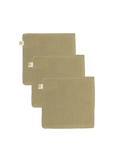 3'lü Müslin Ağız Bezi Yenidoğan Haki Organik Pamuk Haki