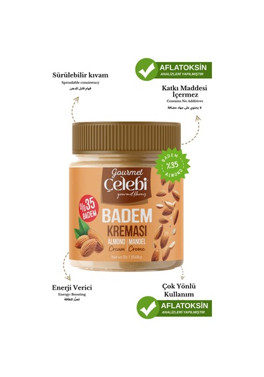 Badem Kreması 200 Gr - %35 Badem İçeren Sürülebilir Kahvaltılık