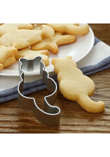 Gatherco Kedi Şeklinde Alüminyum Kek Kalıbı Kurabiye Kesici Kalıp Şekerleme Pişirme Aksesuarları Diğer