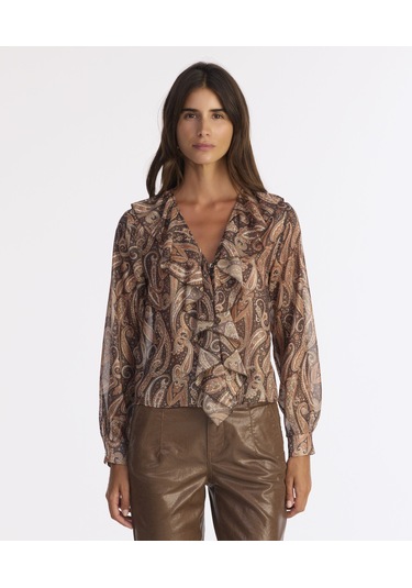 Yargıcı Regular V Yaka Uzun Kol Bluz 25kkbl6016x 003 Kahverengi