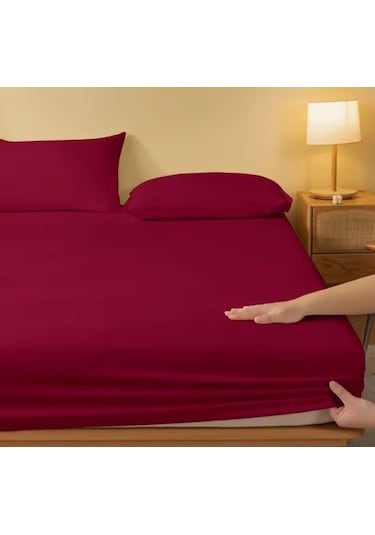 Totem Ranforce Yastık Kılıflı Lastikli Çarşaf Takımı Çift Kişilik 160 X 200 Bordo