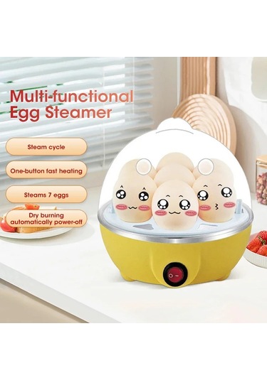 Yumurta Pişirici Otomatik Kapanma Ev 7 Yumurta Çok Fonksiyonlu Buğulanmış White