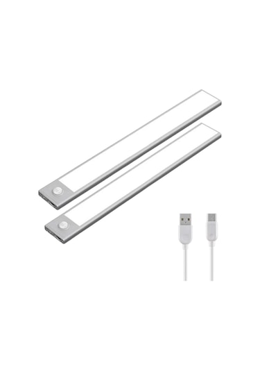 Hareket Sensörlü - Dekoratif Gece Lambası Usb Şarjlı 40 CM Silver