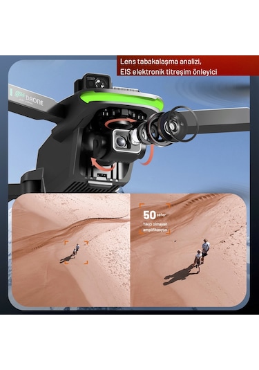 Piha S155 Drone 3 Axis Gimbal 2 Batarya İle 60 Dakika Uçuş Süresi Beni Takip Et Modu 4K HD Kamera Ve Lazerli Engelden Kaçınma Modu