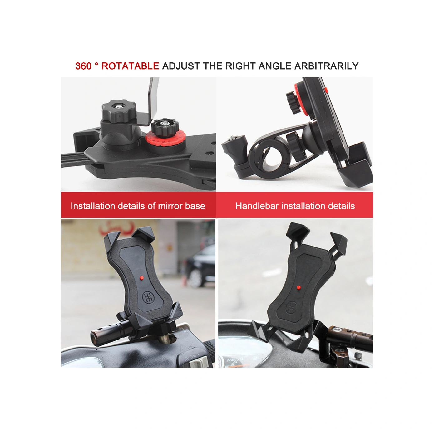 Yuntech01 Bisiklet Telefon Tutucu, Dayanıklı Abs Malzeme, Dört Tırnaklı Koruma, Navigasyon Ve Şarj Uyumlu, Siyah Siyah