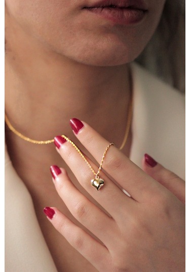 Diamine 14 Ayar İnce Altın Halat Burgu Kalp Kolye