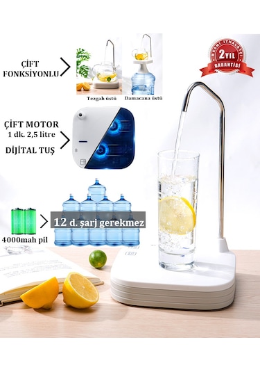 Watertouchmatic Şarjlı Su Pompası Beyaz