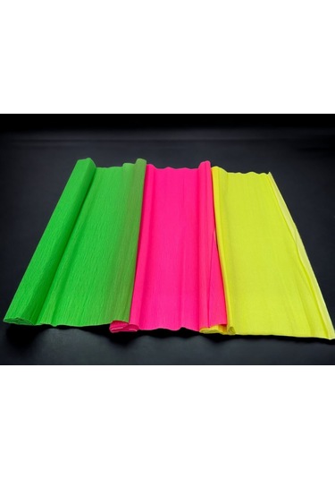 Roco Paper Neon Renkli Krapon Kağıtları - 3'lü Set 40gr 50x250cm
