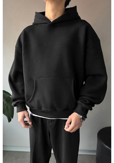 Flaw Basic Oversize Hoodie Siyah Sİyah
