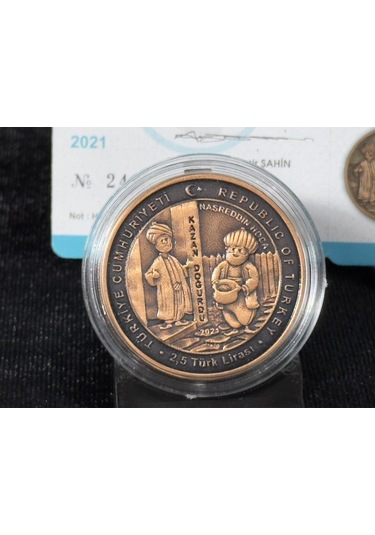 2021 Nasreddin Hoca No. 7 "kazan Doğurdu" Sertifikalı Bronz Hatıra Parası