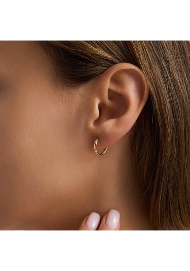 14k Altın Halka Küpe 1,2 Mm 1.2 Cm Gizli Kilit T14305 Renkli