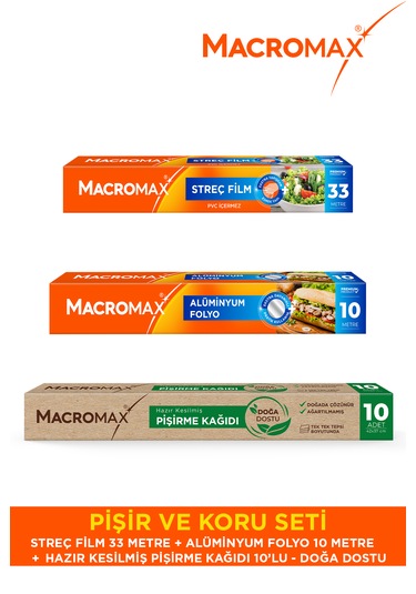 Pişir Ve Koru Seti Streç Film Pişirme Kağıdı Alüminyum Folyo