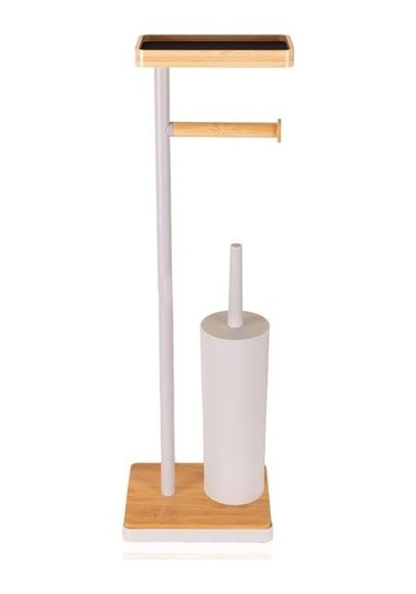The Mia Bambu Tepsili Ve Fırçalı Tuvalet Kağıdı Standı Gri Glv0761 Gri