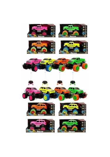 1:18 Uzaktan Kumandalı Neon Jumbo Weels USB Şarjlı Araba 26 cm. 1
