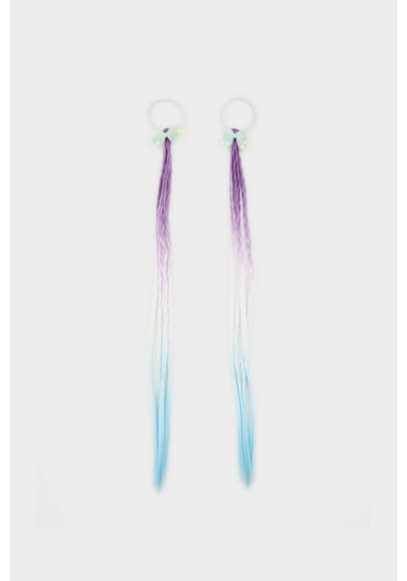 DeFacto Kız Çocuk 2'li Renkli Saçlı Lastik Toka E8119A8NSKR1