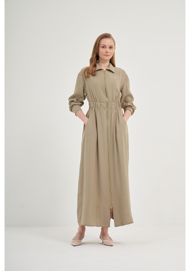 Ftz Modal Elbise Haki 31033 Haki
