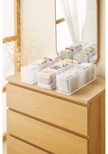 Ocean Home Textile 3'lü 10 Bölmeli Beyaz Renk File Çekmece İçi Düzenleyici Set