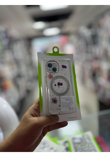 Apple Uyumlu iPhone 14 Çiçekli Magsafe Case 13 Uyumlu -