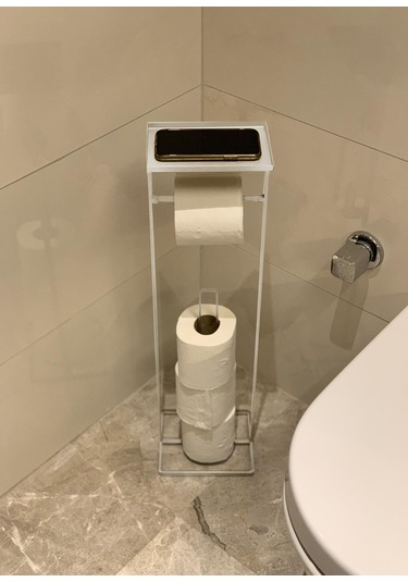 The Mia Tepsili Tuvalet Kağıdı Standı - Beyaz- 54x15x12 Cm