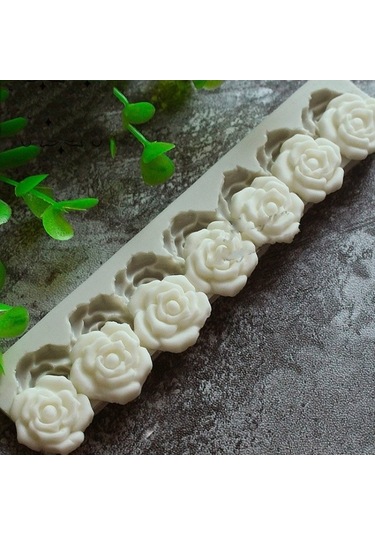 Dancemonkey 5 Adet Gül Çiçek Kalıp, Silikon Pişirme Araçları Beyaz