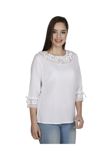 Zehra Şile Bezi Bluz Beyaz Byz