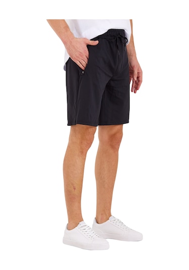 Adams Erkek Reflektör Logo Regular Fit Cepli Spor Şort Siyah