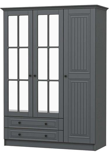 Kale 3 Kapaklı 2ç Taçlı Dolap Mebran İlkbahar Antrasit 190cm Antrasit