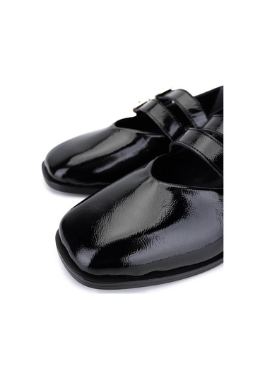 Tamer Tanca Kadın Hakiki Deri Siyah Rugan Babet Ayakkabı 899 12625 Bn Ayk Sk25-26 Sıyah Krsk Rgn Siyah Kırışık Rugan