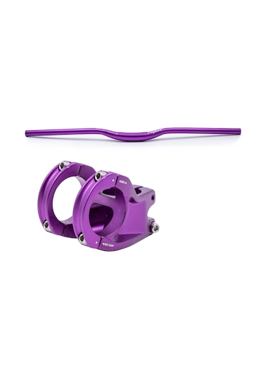 Raptor Mor Mtb Açılı Riser Bisiklet Gidon + Boğaz Seti Çok Renkli