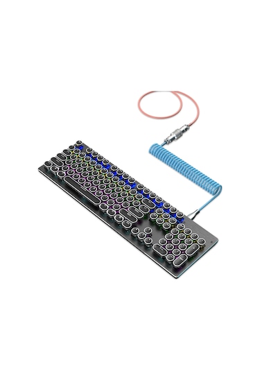 Maiyame Mekanik Klavye İçin Genişletilebilir Usb-type-c Kablosu, Tpe Malzeme, 2.1m Uzunluk, Pembe+mavi