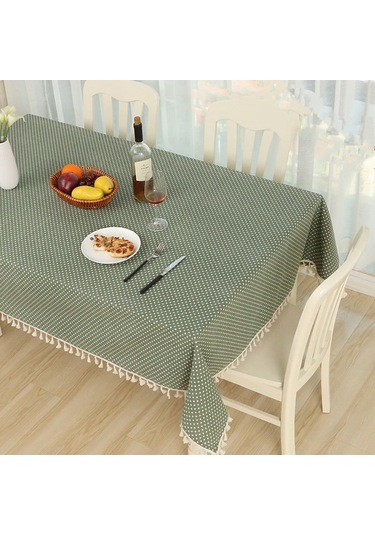 Bez Pamuk Yemek Masa Örtüsü Dekorasyon Bezi, Boyut: 90x90cm Mor Noktalar Mor